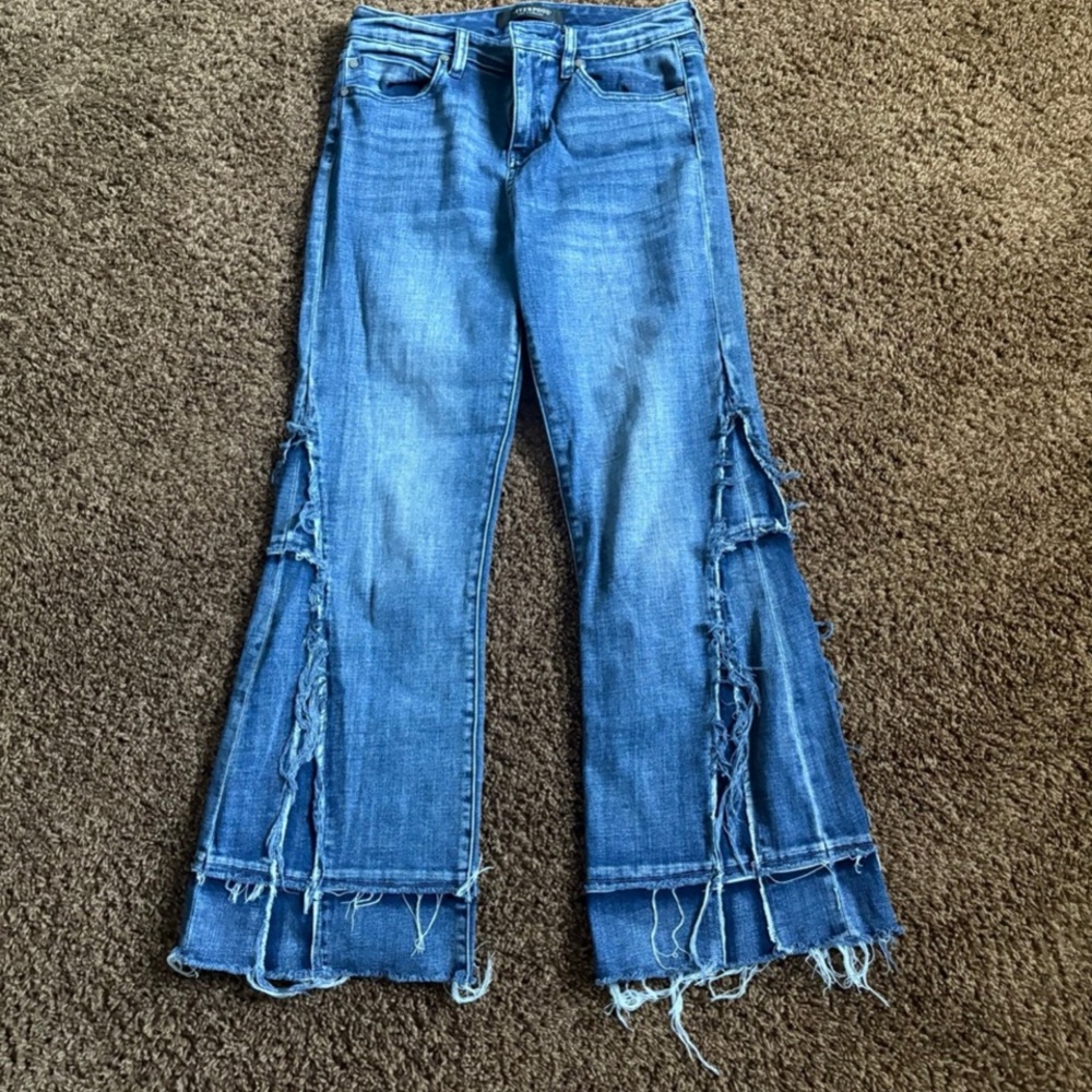 Distressed Flare Denim Jeans